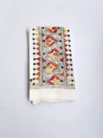 White Cotton Kantha Stitch Blouse Piece - Image 4