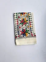 White Cotton Kantha Stitch Blouse Piece - Image 4