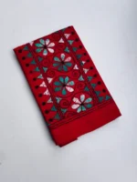 Red Cotton Kantha Stitch Blouse Piece - Image 2