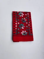 Red Cotton Kantha Stitch Blouse Piece - Image 4