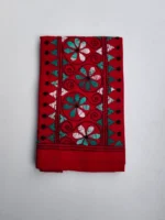 Red Cotton Kantha Stitch Blouse Piece