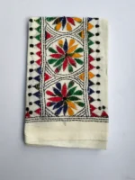 White Cotton Kantha Stitch Blouse Piece