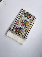 White Cotton Kantha Stitch Blouse Piece - Image 3