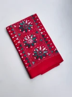 Red pink Cotton Kantha Stitch Blouse Piece - Image 2