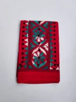 Red Cotton Kantha Stitch Blouse Piece