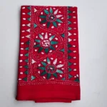 Red pink Cotton Kantha Stitch Blouse Piece