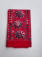 Red pink Cotton Kantha Stitch Blouse Piece