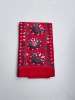 Red pink Cotton Kantha Stitch Blouse Piece - Image 4