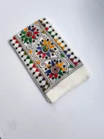 White Cotton Kantha Stitch Blouse Piece - Image 2