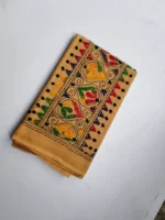 Beige colour Cotton Kantha Stitch Blouse Material - Image 2