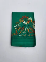 Green Cotton Kantha Stitch Blouse Piece - Image 4