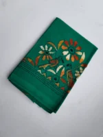 Green Cotton Kantha Stitch Blouse Piece - Image 2