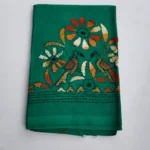 Green Cotton Kantha Stitch Blouse Piece
