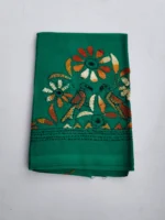 Green Cotton Kantha Stitch Blouse Piece