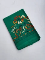 Green Cotton Kantha Stitch Blouse Piece - Image 3