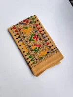 Beige colour Cotton Kantha Stitch Blouse Material - Image 3