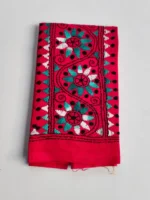 Red pink Cotton Kantha Stitch Blouse Piece