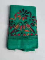 Green Cotton Kantha Stitch Blouse Piece