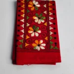 Red Cotton Kantha Stitch Blouse Piece