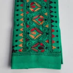 Green Cotton Kantha Stitch Blouse Piece