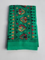 Green Cotton Kantha Stitch Blouse Piece