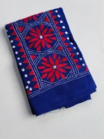 Blue Cotton Kantha Stitch Blouse Piece - Image 2