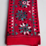 Red Cotton Kantha Stitch Blouse Piece