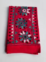 Red Cotton Kantha Stitch Blouse Piece