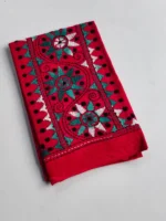 Red Cotton Kantha Stitch Blouse Piece - Image 3