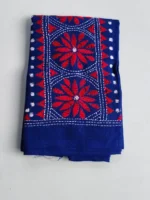 Blue Cotton Kantha Stitch Blouse Piece