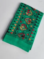 Green Cotton Kantha Stitch Blouse Piece - Image 3