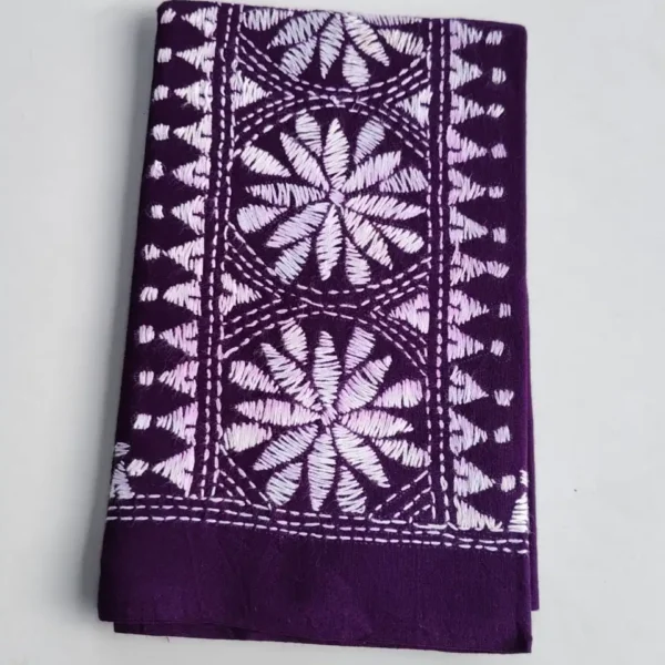 Purple Cotton Kantha Stitch Blouse Piece