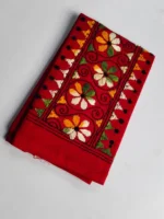 Red Cotton Kantha Stitch Blouse Piece - Image 3
