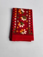 Red Cotton Kantha Stitch Blouse Piece - Image 4