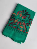 Green Cotton Kantha Stitch Blouse Piece - Image 3