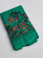 Green Cotton Kantha Stitch Blouse Piece - Image 2