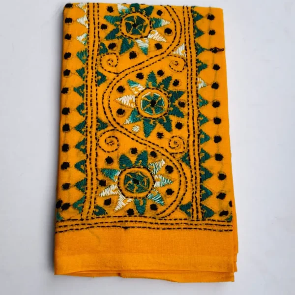 Yellow Cotton Kantha Stitch Blouse Piece