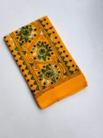 Yellow Cotton Kantha Stitch Blouse Piece - Image 3