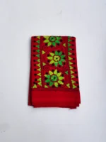 Red Cotton Kantha Stitch Blouse Piece - Image 4