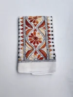 White Cotton Kantha Stitch Blouse Piece