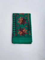 Green Cotton Kantha Stitch Blouse Piece - Image 4