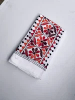 White Cotton Kantha Stitch Blouse Piece - Image 3