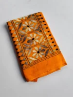 Yellow Cotton Kantha Stitch Blouse Piece - Image 3