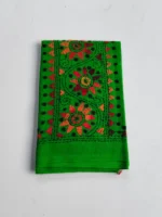 Green Cotton Kantha Stitch Blouse Piece - Image 3