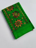 Green Cotton Kantha Stitch Blouse Piece - Image 2