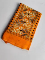 Yellow Cotton Kantha Stitch Blouse Piece - Image 2