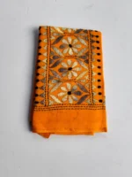 Yellow Cotton Kantha Stitch Blouse Piece - Image 4