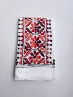 White Cotton Kantha Stitch Blouse Piece