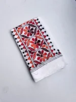 White Cotton Kantha Stitch Blouse Piece - Image 2