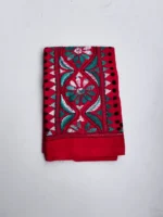 Red Cotton Kantha Stitch Blouse Piece - Image 4